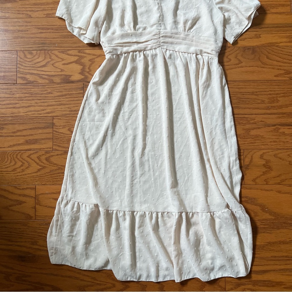 White Midi Dress with Short Sleeves Brand New NWT Chiclily dress xl extra large - Picture 3 of 9